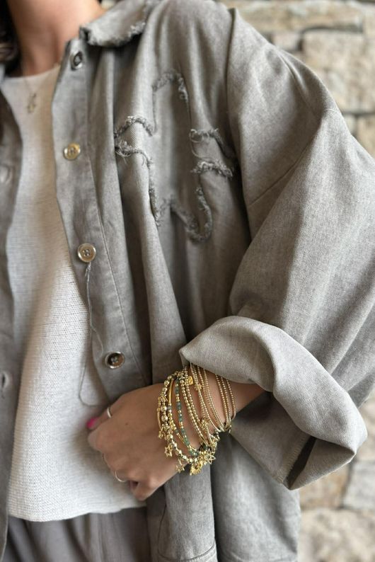 Hippie Shake Linen Blend Shirt Jacket Washed Earth